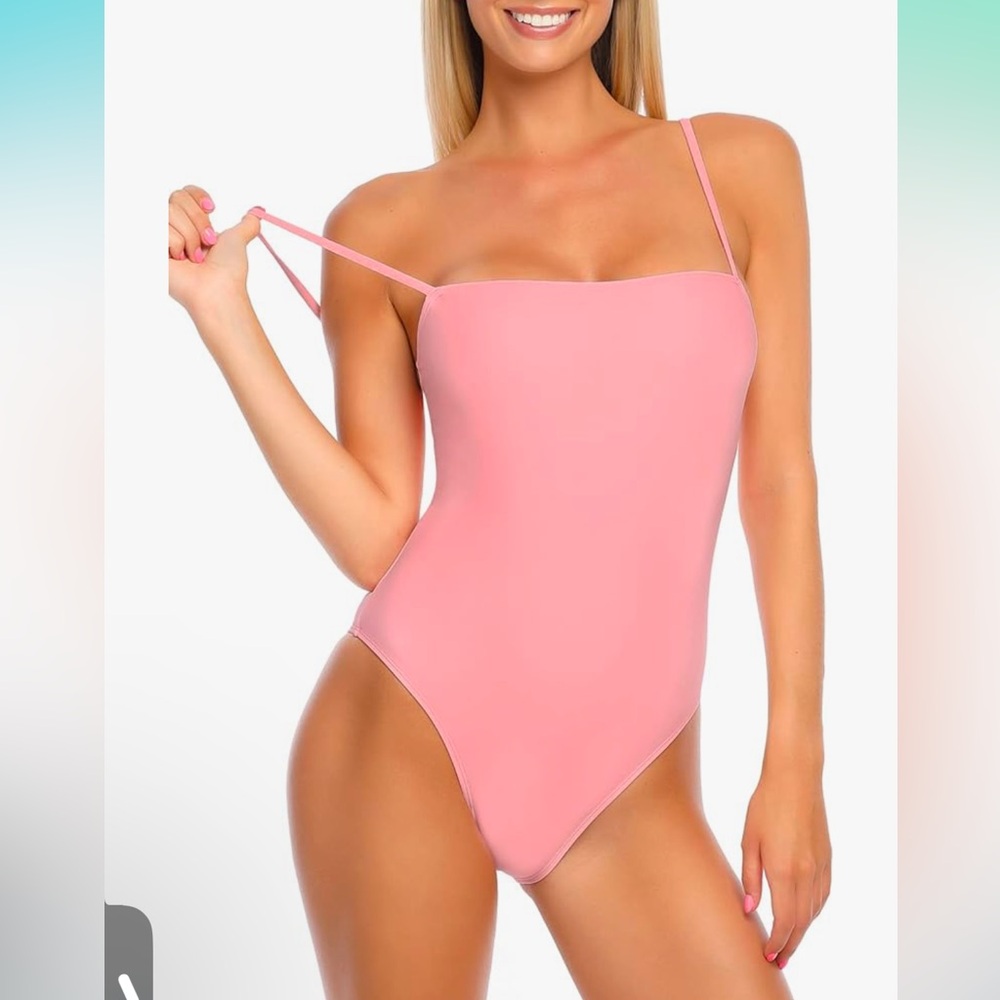 RELLECIGA NWT XL BABY PINK FULLY LINED ADJUSTABLE STRAPS ONE PIECE SWIMSUIT